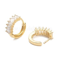 Серьги-кольца Huggie из латуни с прозрачным фианитом и прозрачным фианитом EJEW-A058-28G