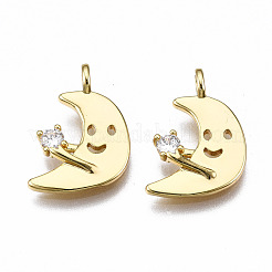 Латунные микропаве прозрачные подвески с фианитом&nbsp;KK-T063-78G-NF