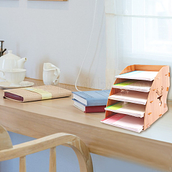 5 слот для сборки оленя деревянный настольный бумажный органайзер держатель для файлов&nbsp;ODIS-WH0026-28