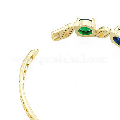 Браслет с плоским круглым цирконием и листом на петлях&nbsp;BJEW-N012-049