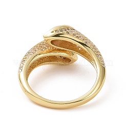 Открытое кольцо-манжета с прозрачным кубическим цирконием и конским глазом RJEW-E072-24G