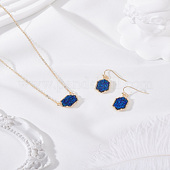 Комплекты из шестиугольных подвесок из сплава смолы и серег-подвесок для женщин&nbsp;SJEW-LP0001-52C