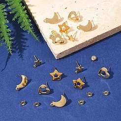 16 шт. 4 стиля фурнитуры для сережек-гвоздиков из нержавеющей стали 304 STAS-FS0001-85G