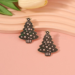 Серьги-гвоздики из сплава с эмалью в виде рождественской елки FS-WG53A5C-02