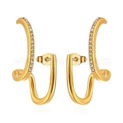 Серьги-гвоздики из нержавеющей стали 304 с микропаве из прозрачных кубических цирконий&nbsp;EJEW-G368-02G