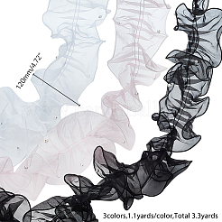 3 м 3-цветное полиэстеровое плиссированное кружево с отделкой искусственным жемчугом OCOR-AR0001-82