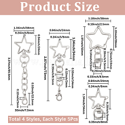 20 шт. 4 стиля поворотных застежек из цинкового сплава&nbsp;FIND-SP0004-21
