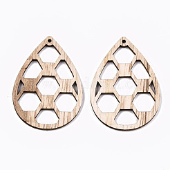 Необработанные полые деревянные большие подвески WOOD-N006-106