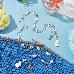 2 шт. 2 стиля сплав эмалированный кролик и морковка кулон вязальные цепочки счетчик рядов HJEW-NB0001-86