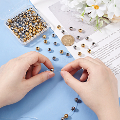 120 шт. 2-х цветные круглые бусины из нержавеющей стали марки 304 с прострочкой STAS-UN0060-65C