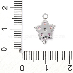 Шармы-подвески из нержавеющей стали 304 с микропаве из кубического циркония в виде цветка&nbsp;LS-STAS-U042-01P-01