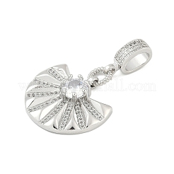 Латунные прозрачные кубические цирконии веерные европейские подвески-шармы KK-Z090-05P