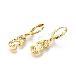 Серьги-кольца из латуни с прозрачным фианитом EJEW-M045-01C