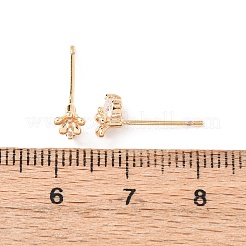 Серьги-гвоздики в форме цветка с микропаве из прозрачных кубических цирконий из латуни EJEW-L278-07G