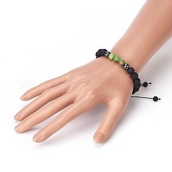 Бусы из натуральной лавы и немагнитного синтетического гематита BJEW-JB03975