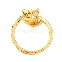 Открытые манжеты из латуни с микропаве и фианитами в форме бабочки и сердца&nbsp;RJEW-P094-01G