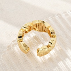 Открытые манжеты из латуни с микропаве и прозрачным цирконием для женщин&nbsp;RJEW-M026-01G-01