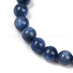 Натуральный кианит бусины эластичные браслеты для мужчин и женщин BJEW-R023-01