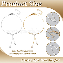 4 шт. браслеты на ногу из латуни и хрустальных страз двух цветов&nbsp;AJEW-GO0002-61