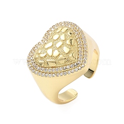 Кольца-манжеты в форме сердца из латуни с микропаве из кубического циркония для женщин RJEW-A069-08G