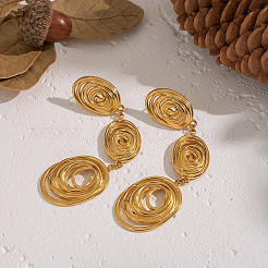 Серьги-гвоздики с подвесками в форме овала из нержавеющей стали 304 DQ7744