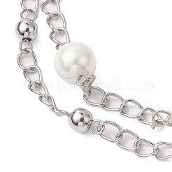 Многониточные браслеты с круглыми жемчужными бусинами-ракушками диаметром 8 мм BJEW-JB10315