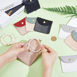 8 шт. 4 цвета pu кожаный конверт для ювелирных изделий подарочные пакеты с кнопкой и прозрачным окошком ABAG-GA0001-32B