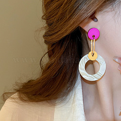 Плоские круглые серьги-гвоздики из сплава с имитацией дерева FS-WGDAF81-01