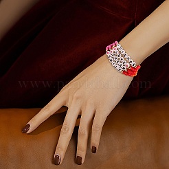 12 шт. браслеты из стеклянных семян с надписью «Вдохновение» с сердцем&nbsp;BJEW-SZ0001-20