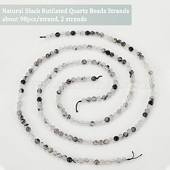 2 нити бусин из натурального черного рутилированного кварца G-OC0004-45