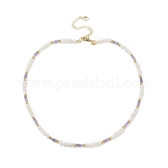 Ожерелье из бисера из натурального драгоценного камня и радужного лунного камня для женщин NJEW-JN04173