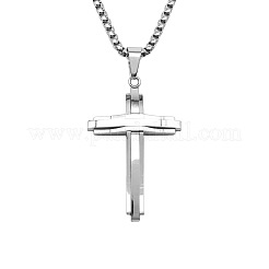 Крест 304 нержавеющая сталь кулон коробка цепь длинные ожерелья для мужчин&nbsp;FS-WG328E8-02