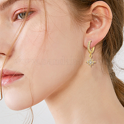 3 пара серег-колец в 3 стилях с прозрачными кубическими цирконами в виде луны и звезды EJEW-FI0001-39