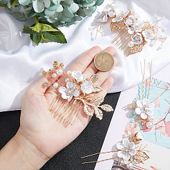 Свадебные свадебные вилки и гребни для волос со стразами из сплава MRMJ-WH0012-27