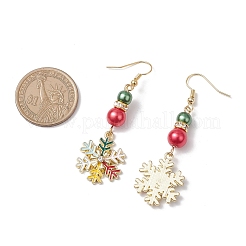 Рождественские снежинки сплав эмаль серьги подвески EJEW-TA00697