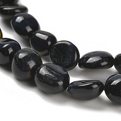 Нити бусин из натурального крашеного синего тигрового глаза G-P497-01E-74