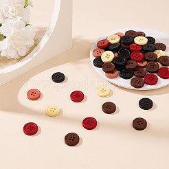 120 шт. 6 цвета пуговицы из смолы с 4 отверстиями&nbsp;RESI-MA0001-03