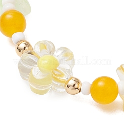 Бусины из натурального желтого авантюрина плетеные браслеты из бусин&nbsp;BJEW-MZ00167-03