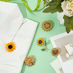 5 шт. 5 стиля значков для лацканов со стразами из сплава подсолнечника для одежды рюкзака&nbsp;JEWB-OC0001-05