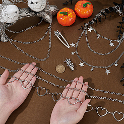 5 шт. 5 стиля панк сплава поясные цепи и железные звенья панцирного плетения брючные цепи наборы SJEW-AR0001-03