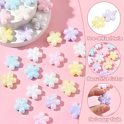 30 шт. 5-цветные люминесцентные и УФ-покрытые непрозрачные акриловые бусины-цветы SACR-CJ0001-74