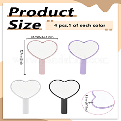 4 шт. 4-х цветные стеклянные ручные зеркала в форме сердца&nbsp;AJEW-LP0002-95