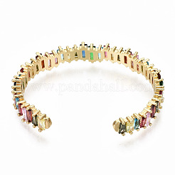 Латунь микро проложить кубического циркония манжеты браслеты&nbsp;BJEW-S142-012-NF