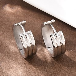 Серьги-кольца из нержавеющей стали 304 с текстурой&nbsp;EJEW-L307-09P-02