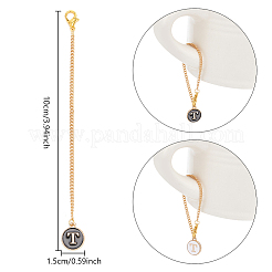 Плоские круглые подвески из эмалевого сплава с буквами AJEW-AB00184-20