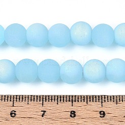 Нити стеклянных бусин с имитацией матового нефрита GLAA-T032-J8mm-MBB04