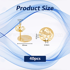 40 шт. 201 нержавеющая сталь плоская круглая фурнитура для сережек-гвоздиков STAS-DC0016-47