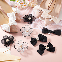 6 стиль полиэстер/ткань бант/цветок свадебная обувь украшение с пластиковой имитацией жемчужины AJEW-PH0012-07