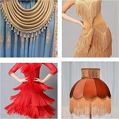 Кружево с латинской бахромой из полиэстера&nbsp;OCOR-WH0064-43B