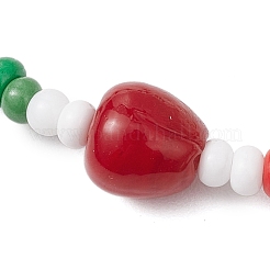 Рождественские стеклянные бисерные браслеты ручной работы из бисера и бусин-лэмпворк для женщин BJEW-MZ00197-03